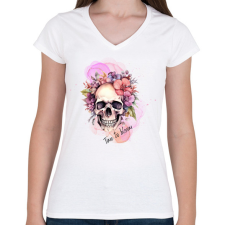 PRINTFASHION Time to bloom - Női V-nyakú póló - Fehér női póló