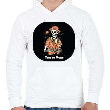 PRINTFASHION Time to Music - Gitáros csontváz - Férfi kapucnis pulóver - Fehér női pulóver, kardigán