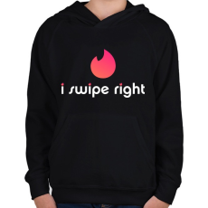 PRINTFASHION Tinder: I Swipe Right - Gyerek kapucnis pulóver - Fekete