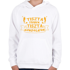 PRINTFASHION Tiszta térben tiszta gondolatok - Gyerek kapucnis pulóver - Fehér