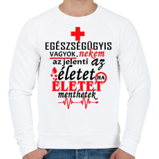 PRINTFASHION Tisztelet az egészségügynek! - Férfi pulóver - Fehér