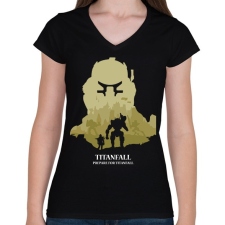 PRINTFASHION Titanfall - Női V-nyakú póló - Fekete női póló