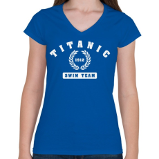 PRINTFASHION titanic-swim-team-white - Női V-nyakú póló - Királykék