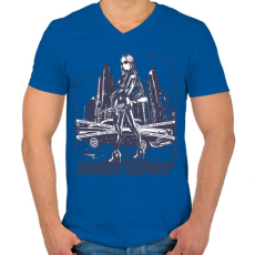 PRINTFASHION Titkos - Férfi V-nyakú póló - Királykék