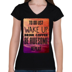 PRINTFASHION To do list - Női V-nyakú póló - Fekete