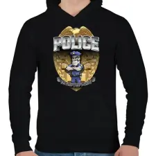 PRINTFASHION To serve and protect - Férfi kapucnis pulóver - Fekete férfi pulóver, kardigán