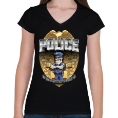 PRINTFASHION To serve and protect - Női V-nyakú póló - Fekete