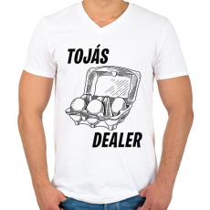 PRINTFASHION Tojás dealer - Férfi V-nyakú póló - Fehér