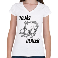 PRINTFASHION Tojás dealer - Női V-nyakú póló - Fehér női póló