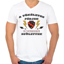 PRINTFASHION Tökéletes férjek november - Férfi V-nyakú póló - Fehér férfi póló