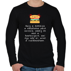PRINTFASHION TÖKÉLETES HAMBURGER - Férfi hosszú ujjú póló - Fekete