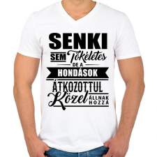 PRINTFASHION Tökéletes Hondások - Férfi V-nyakú póló - Fehér férfi póló