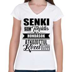 PRINTFASHION Tökéletes Hondások - Női V-nyakú póló - Fehér