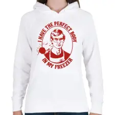 PRINTFASHION Tökéletes testem van - Női kapucnis pulóver - Fehér női pulóver, kardigán