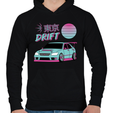 PRINTFASHION Tokyo drift - Férfi kapucnis pulóver - Fekete