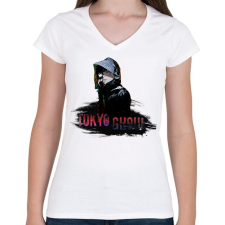 PRINTFASHION Tokyo Ghoul - Női V-nyakú póló - Fehér női póló