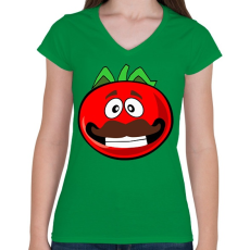 PRINTFASHION Tomato Man - Női V-nyakú póló - Zöld