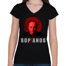 PRINTFASHION TONY SOPRANO-THE SOPRANOS - Női V-nyakú póló - Fekete női póló