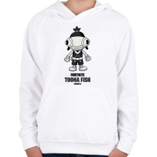 PRINTFASHION Toona Fish - Fortnite Season 8 - Gyerek kapucnis pulóver - Fehér