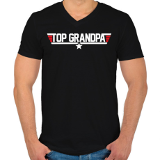 PRINTFASHION Top Grandpa - Férfi V-nyakú póló - Fekete