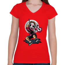 PRINTFASHION Törd meg a csendet! - Női V-nyakú póló - Piros női póló