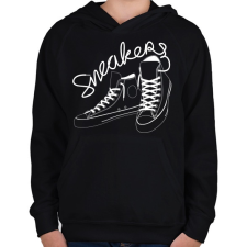 PRINTFASHION Tornacipő - Gyerek kapucnis pulóver - Fekete gyerek pulóver, kardigán