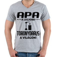 PRINTFASHION Toronydarus apa - Férfi V-nyakú póló - Sport szürke