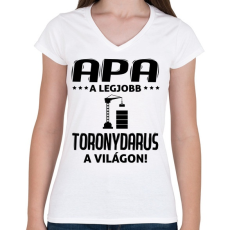 PRINTFASHION Toronydarus apa - Női V-nyakú póló - Fehér