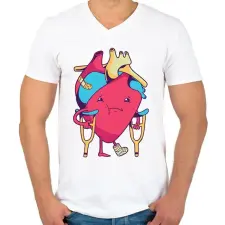 PRINTFASHION Törött szív - Férfi V-nyakú póló - Fehér férfi póló
