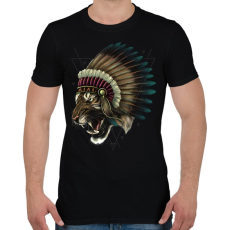 PRINTFASHION Törzsfőnök tigris - Férfi póló - Fekete