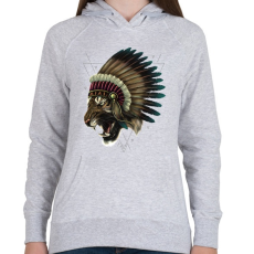 PRINTFASHION Törzsfőnök tigris - Női kapucnis pulóver - Sport szürke