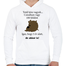 PRINTFASHION Totál kész vagyok - Férfi kapucnis pulóver - Fehér férfi pulóver, kardigán