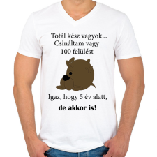 PRINTFASHION Totál kész vagyok - Férfi V-nyakú póló - Fehér férfi póló