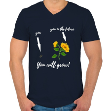PRINTFASHION Tovább fogsz fejlődni - Férfi V-nyakú póló - Sötétkék férfi póló