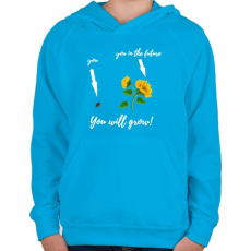 PRINTFASHION Tovább fogsz fejlődni - Gyerek kapucnis pulóver - Azúrkék