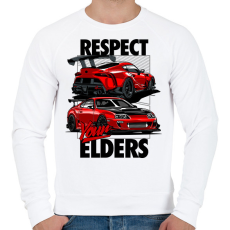 PRINTFASHION TOYOTA SUPRA MK4 vs MK5 RESPECT YOUR ELDERS - Férfi pulóver - Fehér