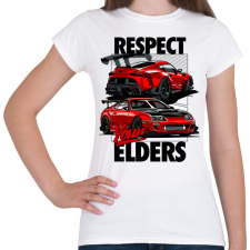 PRINTFASHION TOYOTA SUPRA MK4 vs MK5 RESPECT YOUR ELDERS - Női póló - Fehér női póló