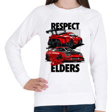 PRINTFASHION TOYOTA SUPRA MK4 vs MK5 RESPECT YOUR ELDERS - Női pulóver - Fehér női pulóver, kardigán