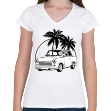 PRINTFASHION trabant - Női V-nyakú póló - Fehér női póló