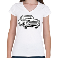 PRINTFASHION Trabant - Női V-nyakú póló - Fehér