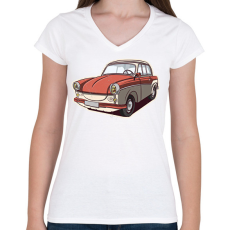PRINTFASHION Trabant - Női V-nyakú póló - Fehér