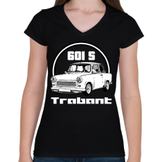 PRINTFASHION trabant - Női V-nyakú póló - Fekete