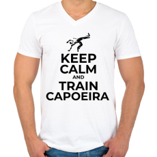 PRINTFASHION TRAIN CAPOEIRA - Férfi V-nyakú póló - Fehér