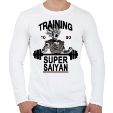 PRINTFASHION Training To Go Super Saiyan - Férfi hosszú ujjú póló - Fehér