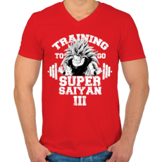 PRINTFASHION Training to go super saiyan - Férfi V-nyakú póló - Piros