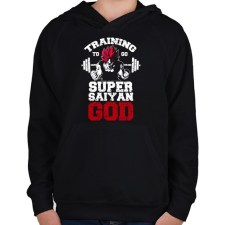 PRINTFASHION Training to go super saiyan GOD - Gyerek kapucnis pulóver - Fekete gyerek pulóver, kardigán