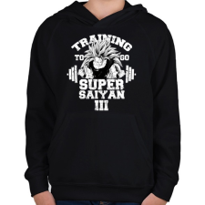 PRINTFASHION Training to go super saiyan - Gyerek kapucnis pulóver - Fekete gyerek pulóver, kardigán