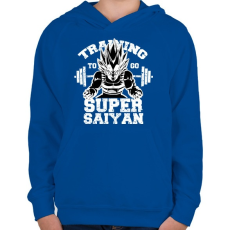 PRINTFASHION Training to super saiyan - Gyerek kapucnis pulóver - Királykék