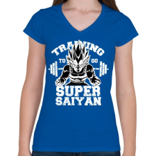 PRINTFASHION Training to super saiyan - Női V-nyakú póló - Királykék női póló