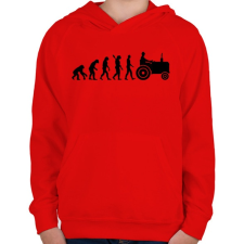 PRINTFASHION Traktor evolúció - Gyerek kapucnis pulóver - Piros gyerek pulóver, kardigán